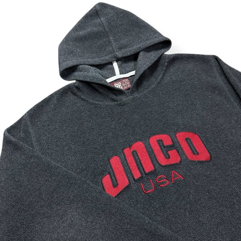 Vintage Y2K‎ JNCO Jeans Embroidered Gray Hoodie Sweatshirt Men's XL Distressed - Picture 8 of 15